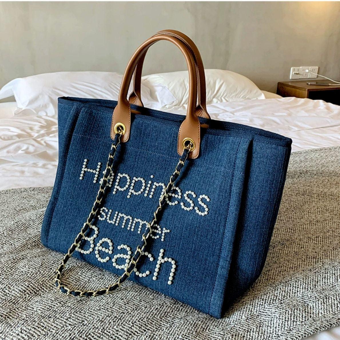 Women's Canvas Beach Shoulder Tote Bag