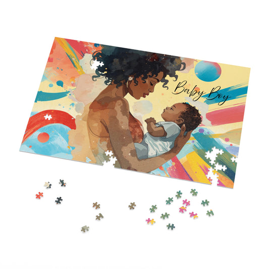 Baby Boy' Keepsake Puzzle — Mother & Baby Jigsaw Puzzle (with Tin)