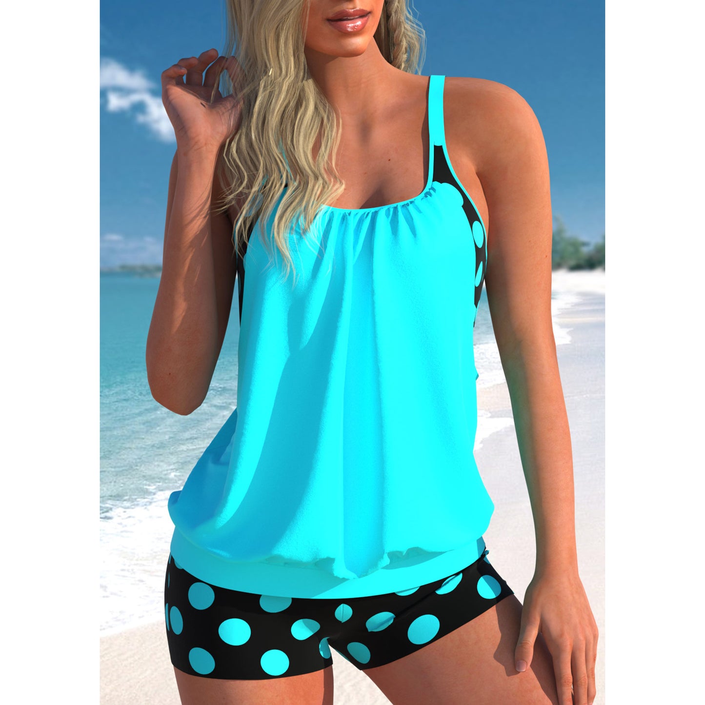 Polka Dot Printed Flat Angle Swimwear