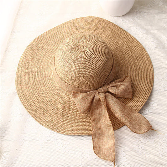 Women's Ribbon Bow-knot Wide Brim Beach Hat