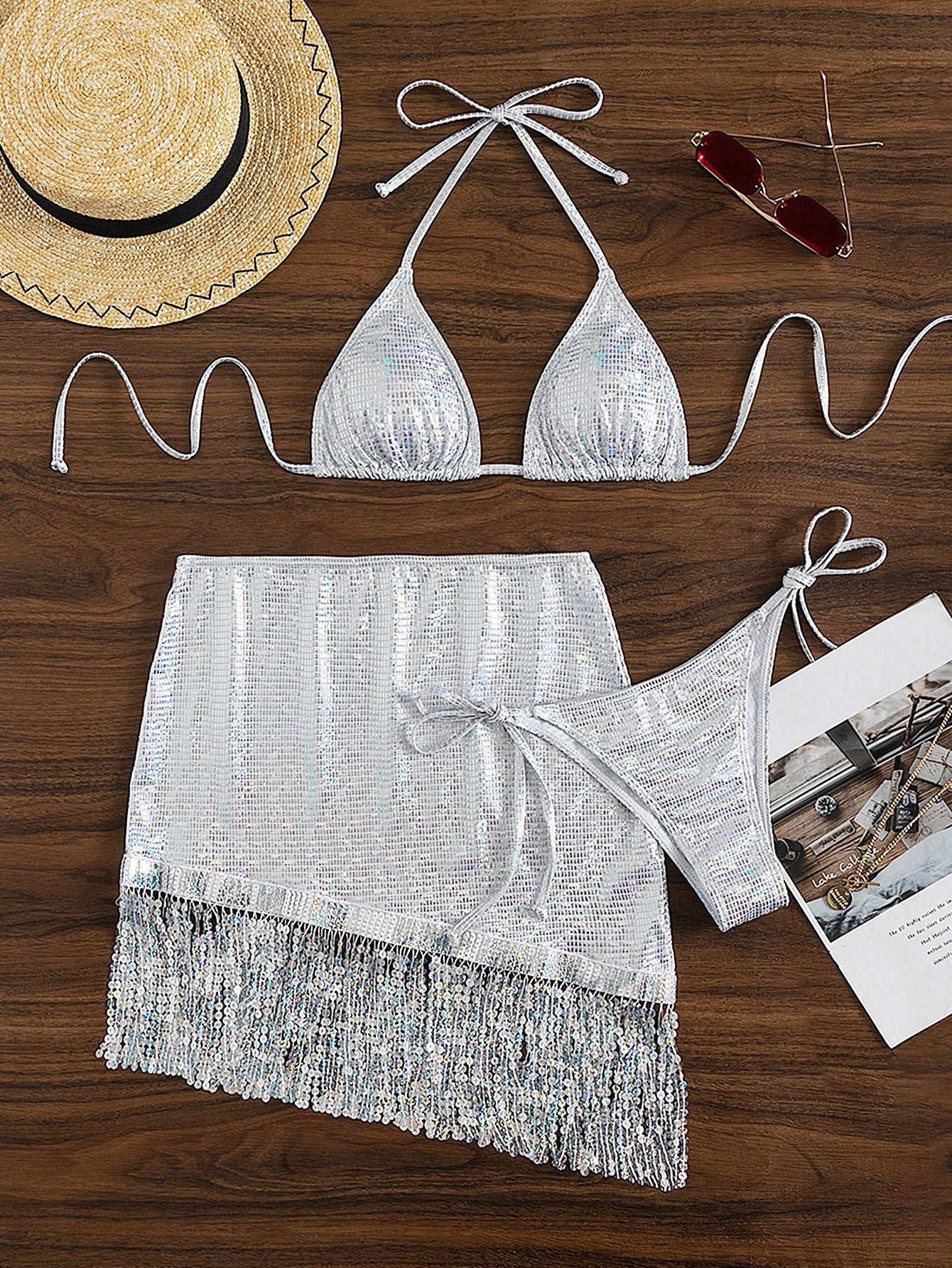 Fringed bikini set designed for a statement silhouette with moderate coverage and easy layering.