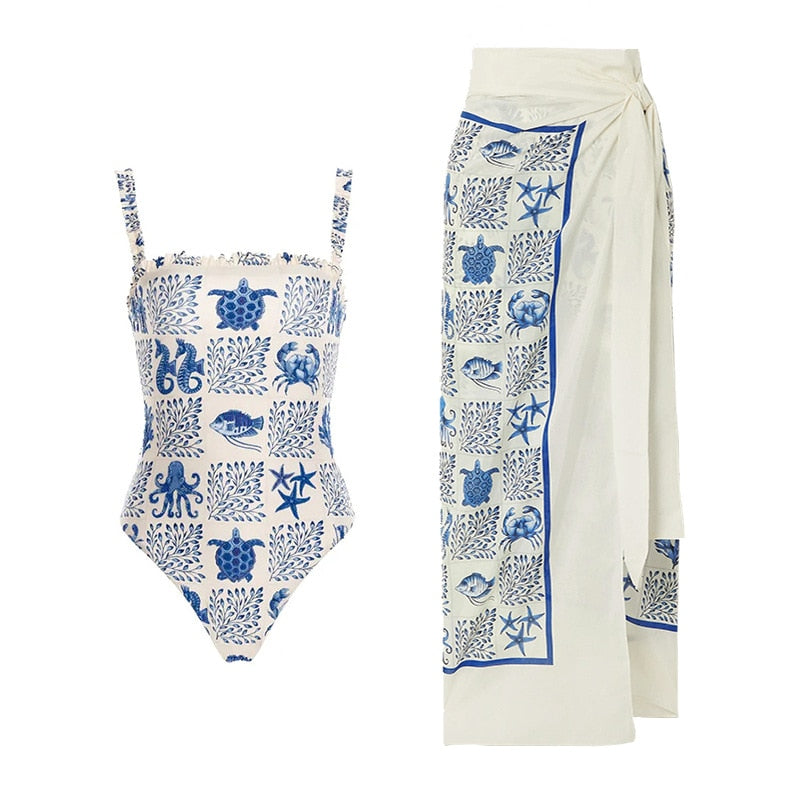 Beautiful one‑piece bikini with adjustable straps and high‑waist bottom.