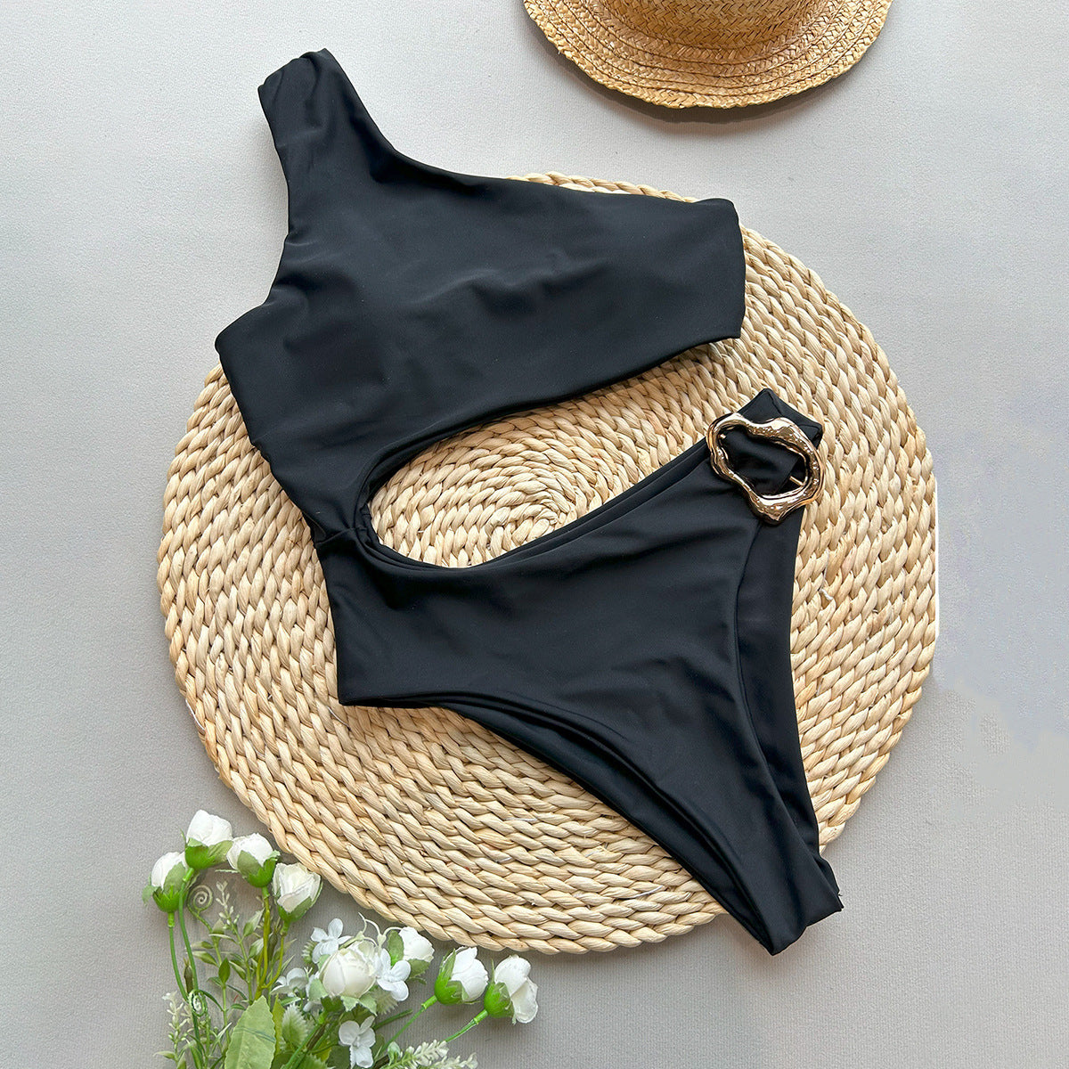 Single Shoulder One-Piece Swimsuit