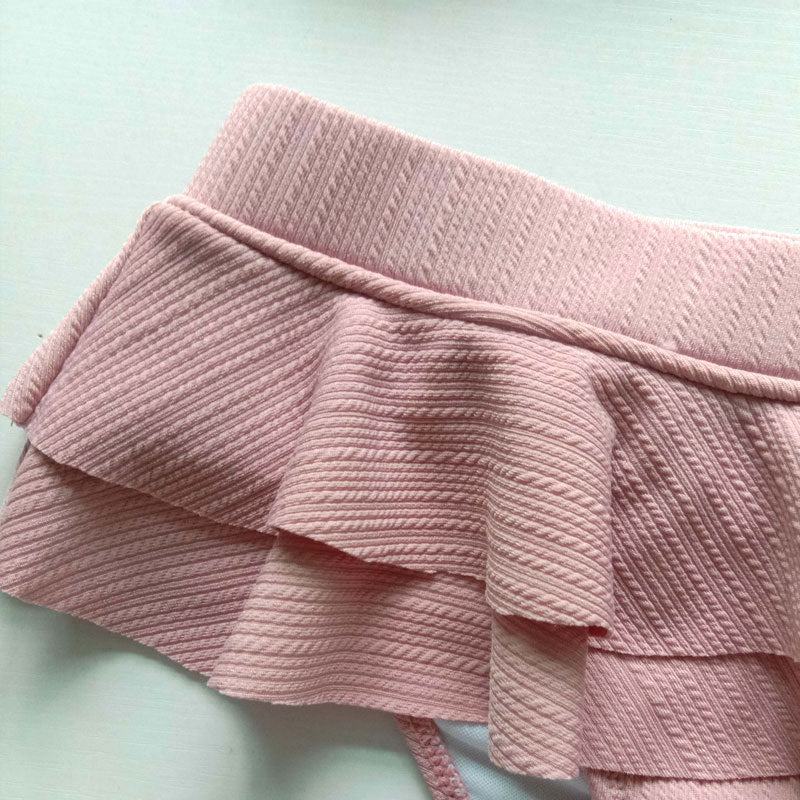 Pink frilly skirt bikini bottom