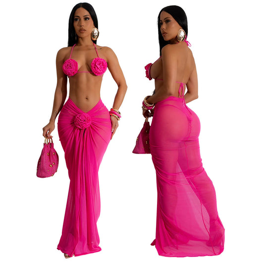 Unapologetic Rose String Halter Bikini Set