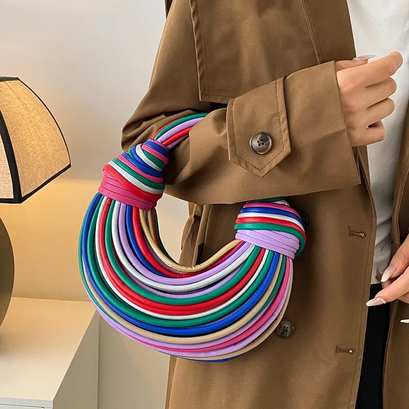 Women's Rainbow Noodles Shaped Luxury Handbag
