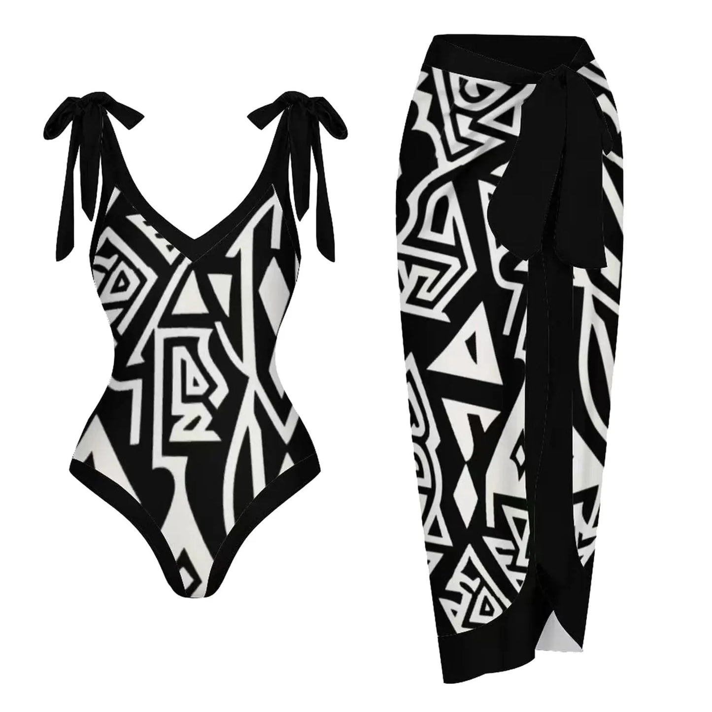 V-neck Wrap Skirt Beach Swimwear