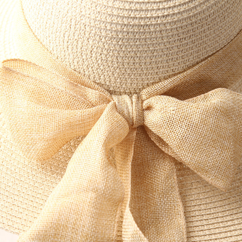 Women's Ribbon Bow-knot Wide Brim Beach Hat