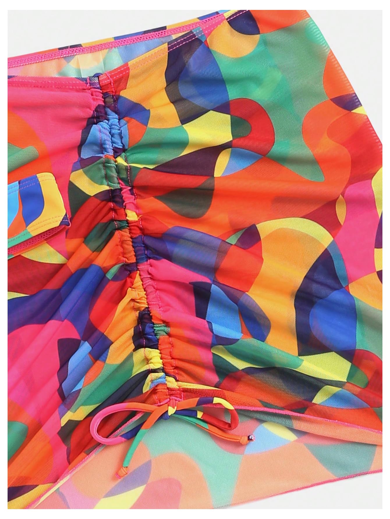 Colorful patterned shorts on a white background