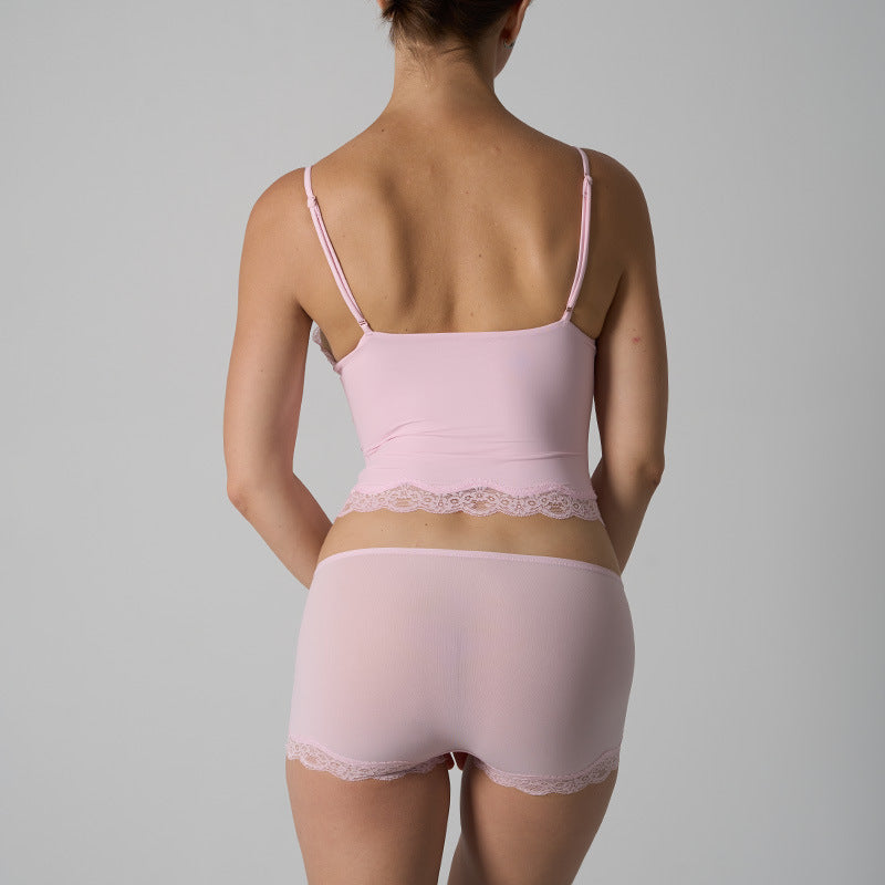 Women’s thin spandex‑nylon V‑neck strap top with matching shorts, breathable loungewear set.
