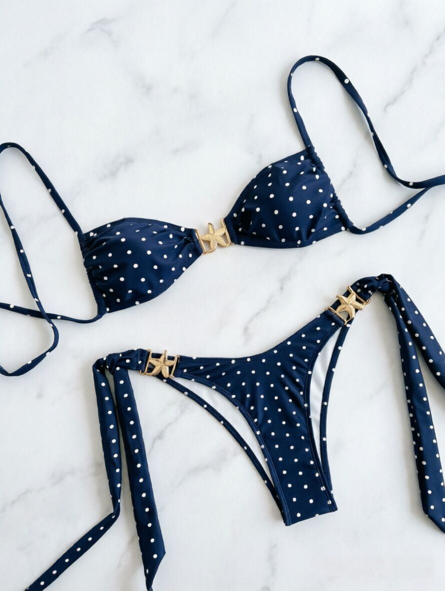 Two-piece blue bikini