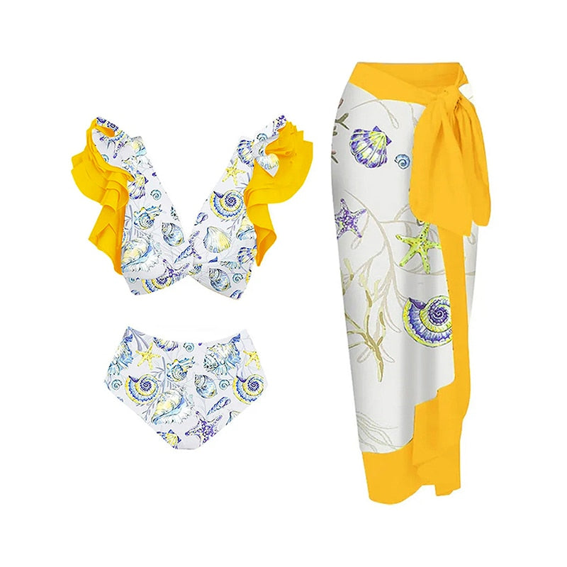 Beautiful one‑piece bikini with adjustable straps and high‑waist bottom.