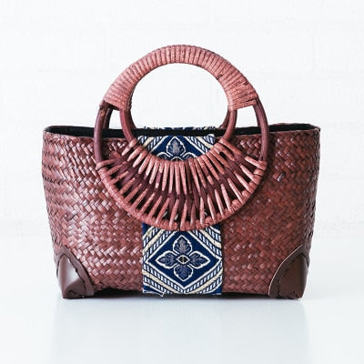 Women's Thai Straw Beach Travel Bag
