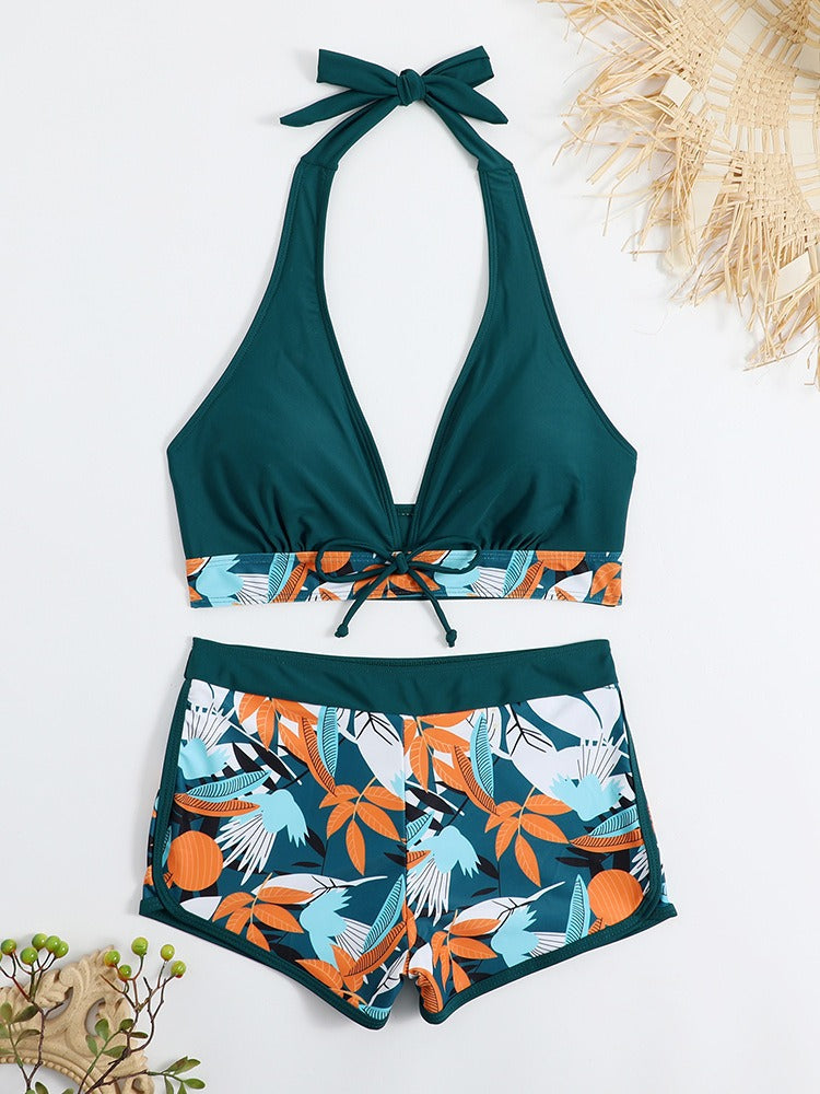 Two‑piece high‑waisted sports bikini set with supportive top and athletic fit.