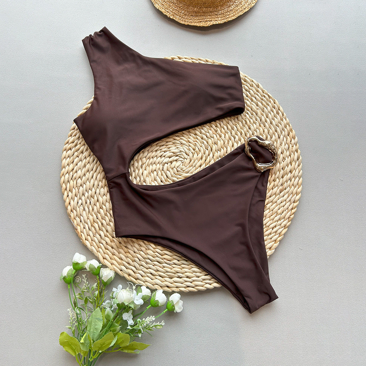 Single Shoulder One-Piece Swimsuit