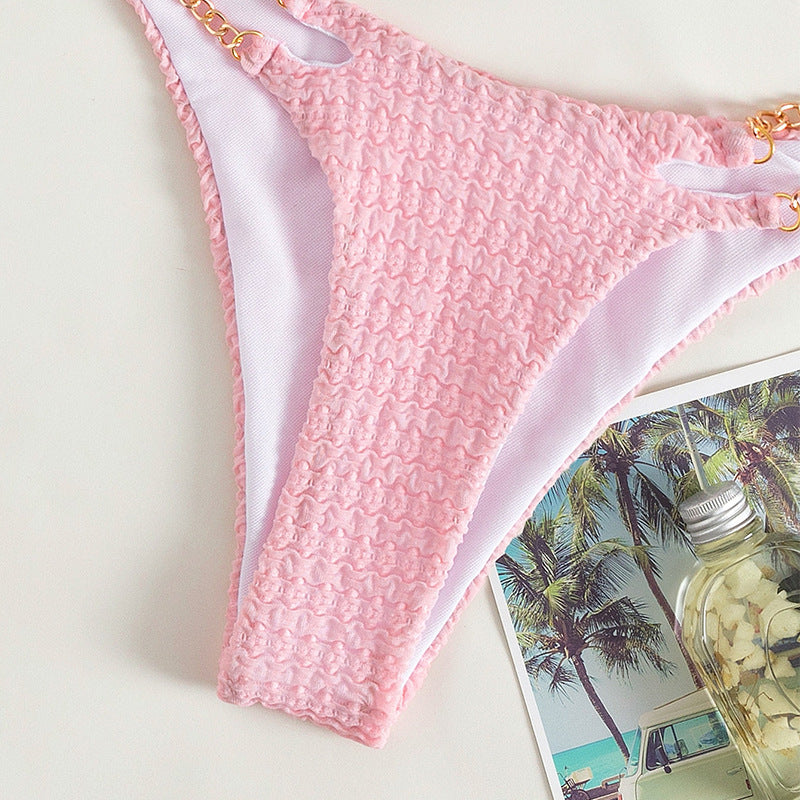 Chain Split High-Waist Beach Swimsuit
