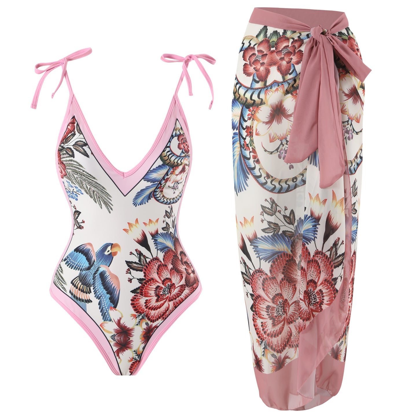 Beautiful one‑piece bikini with adjustable straps and high‑waist bottom.
