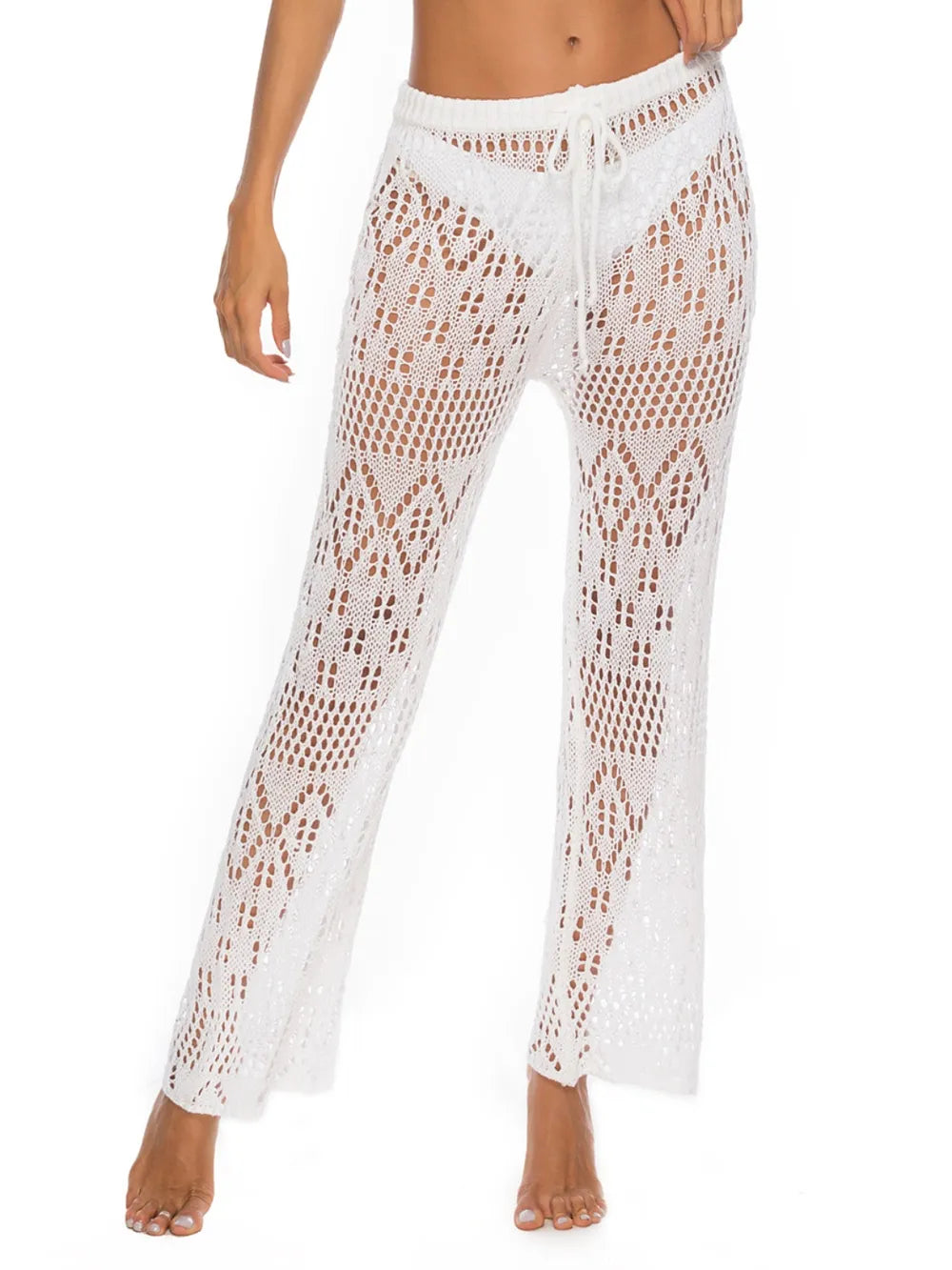 Straight-leg swim pants cover up with side cutouts; lightweight, quick-dry fabric and adjustable waist for beach-to-street style.