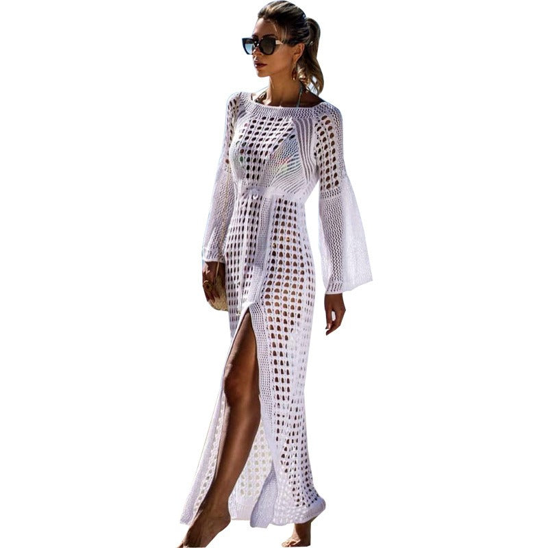 Summer Knitted Beach Long Sleeve Dress Cover-up