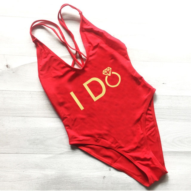 "I DO" Wedding One Piece Swimsuit