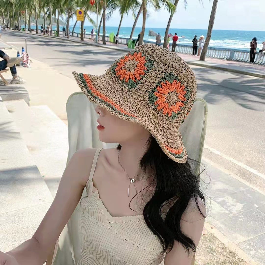 Women's Summer Beach Bohemian Crochet Straw Hat