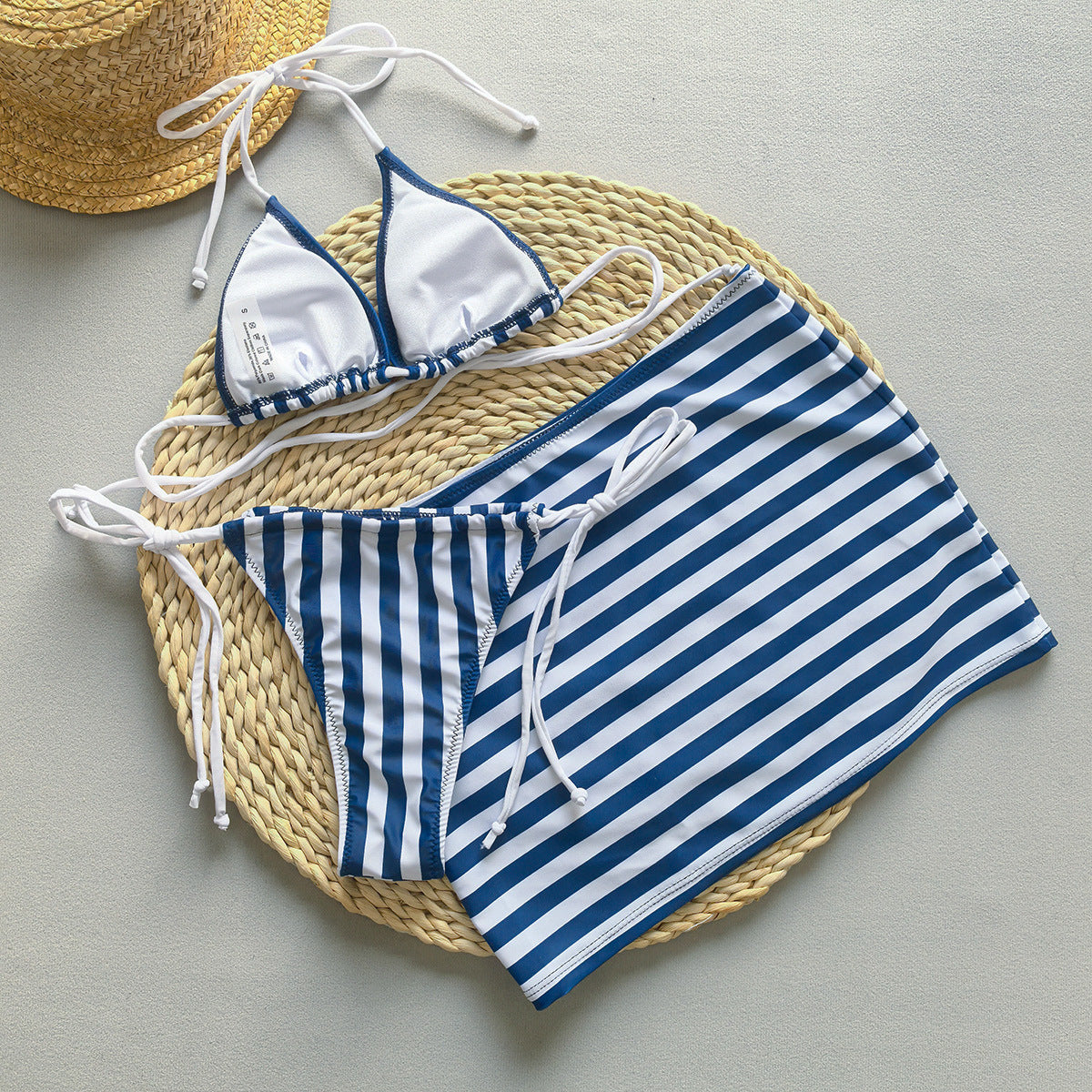"Alison" Three-Piece Striped Bikini