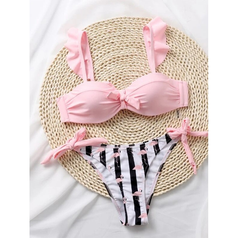 "She-So-Cute" Brazilian Ruffle Bikini Set