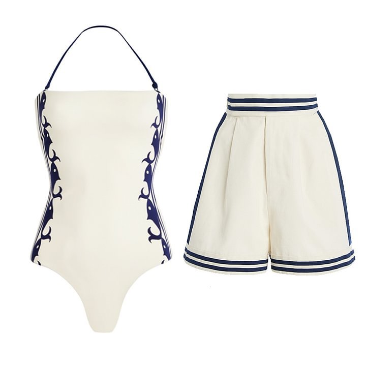 Nautical Swimsuit with Matching Shorts