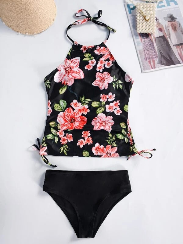 Front view of Dakota one‑piece swimsuit in Pink showing sleeveless cut and front split