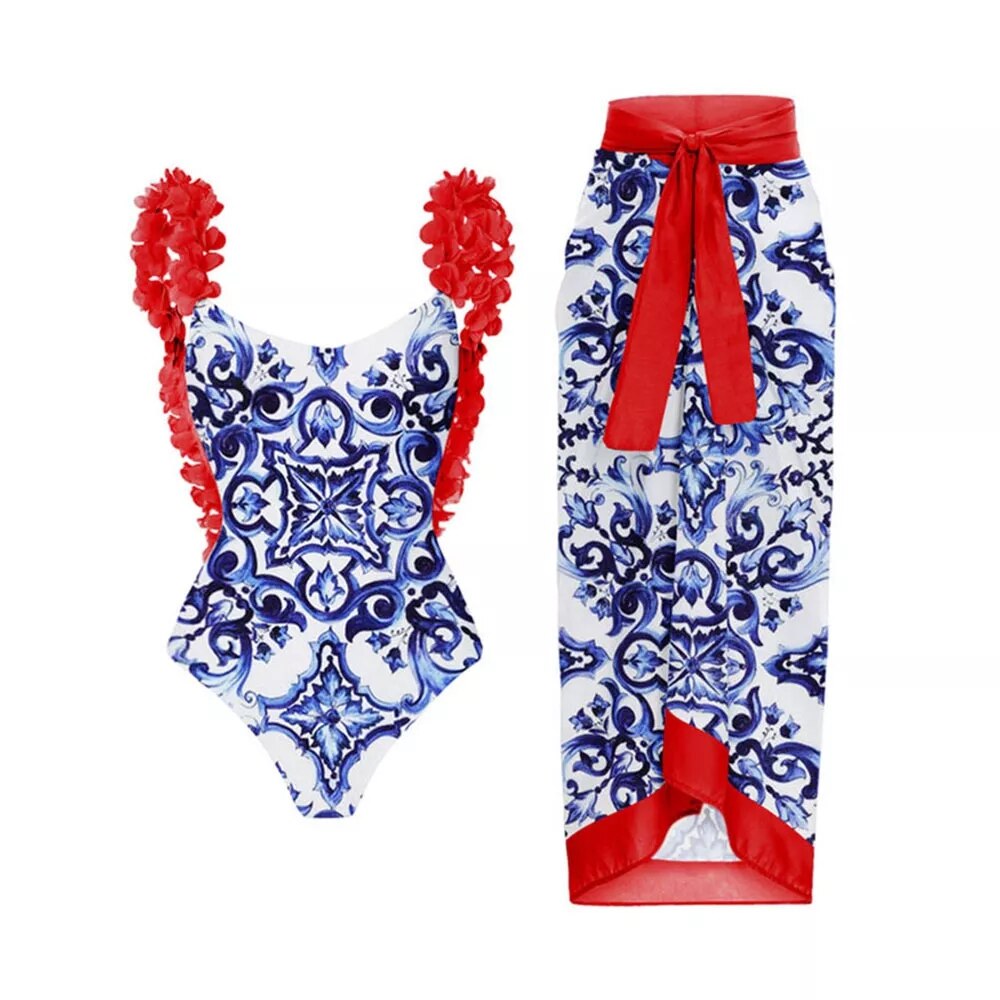 Beautiful one‑piece bikini with adjustable straps and high‑waist bottom.