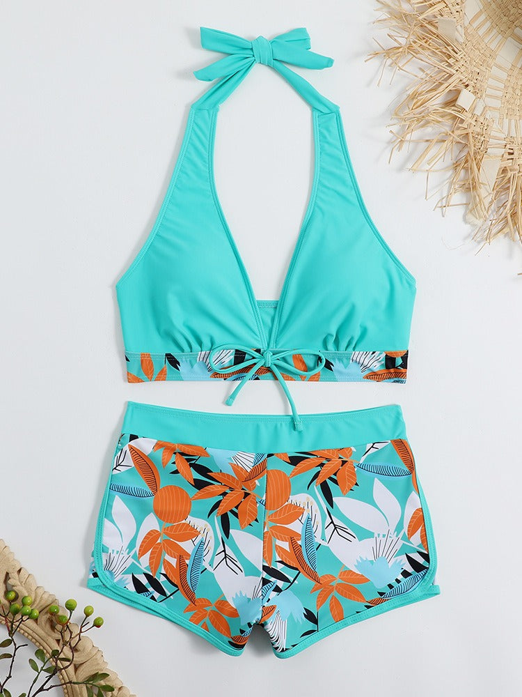Two‑piece high‑waisted sports bikini set with supportive top and athletic fit.