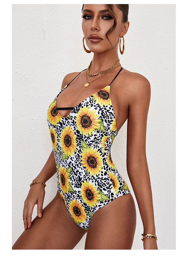 Daisy Drift Haltered Women Yellow One Piece Swimsuit Beachwear