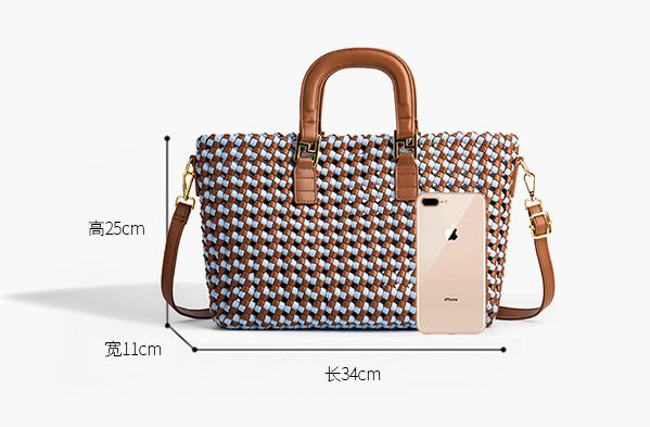 Women's Soft Leather Woven Fashion Top Handle Tote Bag