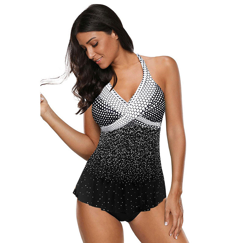 Polka Dot Gradient Two Piece Bikini Swimsuit Women