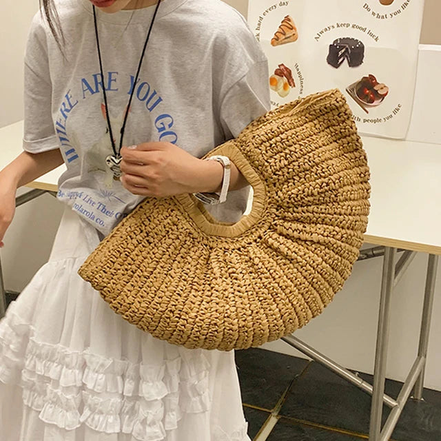 Woven Bag Women Large Capacity Summer Niche Vacation Beach Handbag