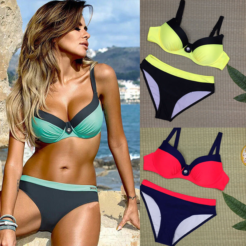 Peachy Breeze Solid Color 2-Piece Swimsuit