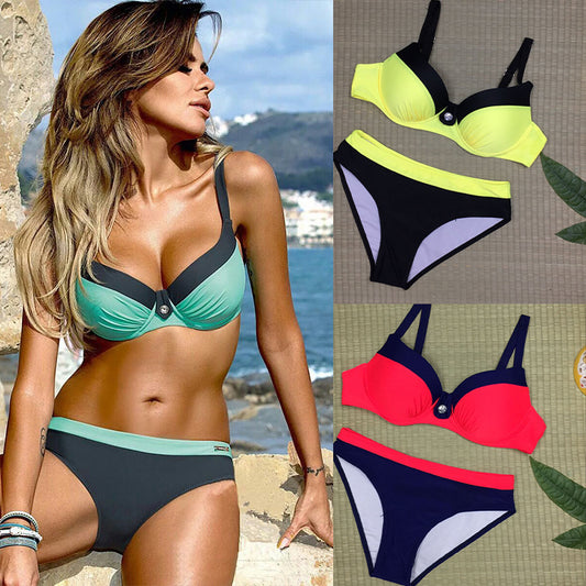 Peachy Breeze Solid Color 2-Piece Swimsuit