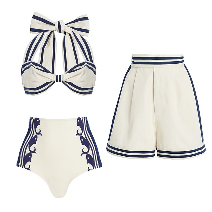 Nautical Swimsuit with Matching Shorts