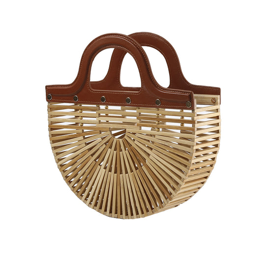 Women's Bamboo Handheld Women's Beach Bag