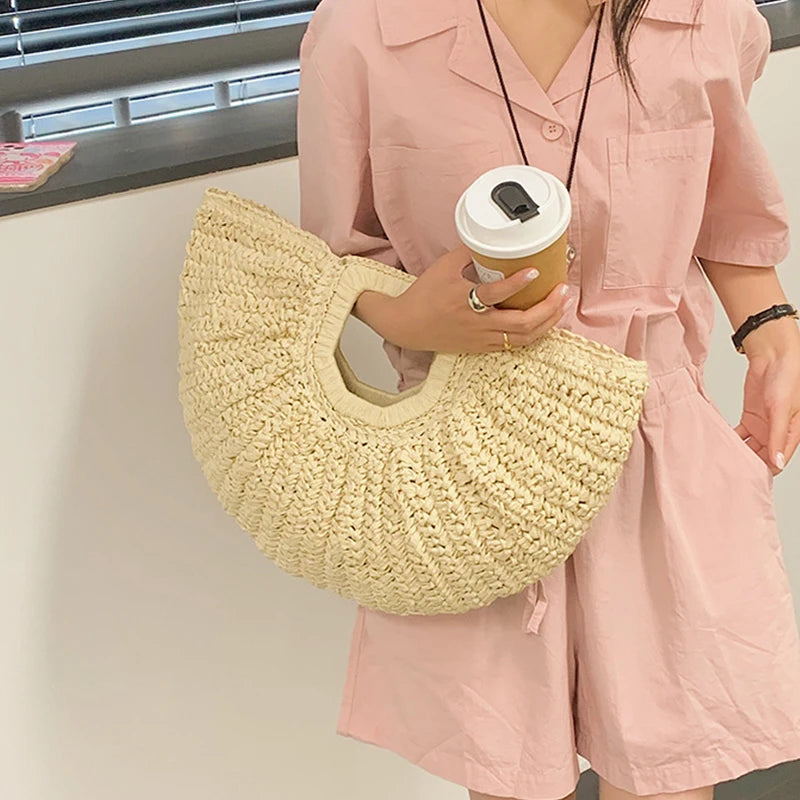Woven Bag Women Large Capacity Summer Niche Vacation Beach Handbag
