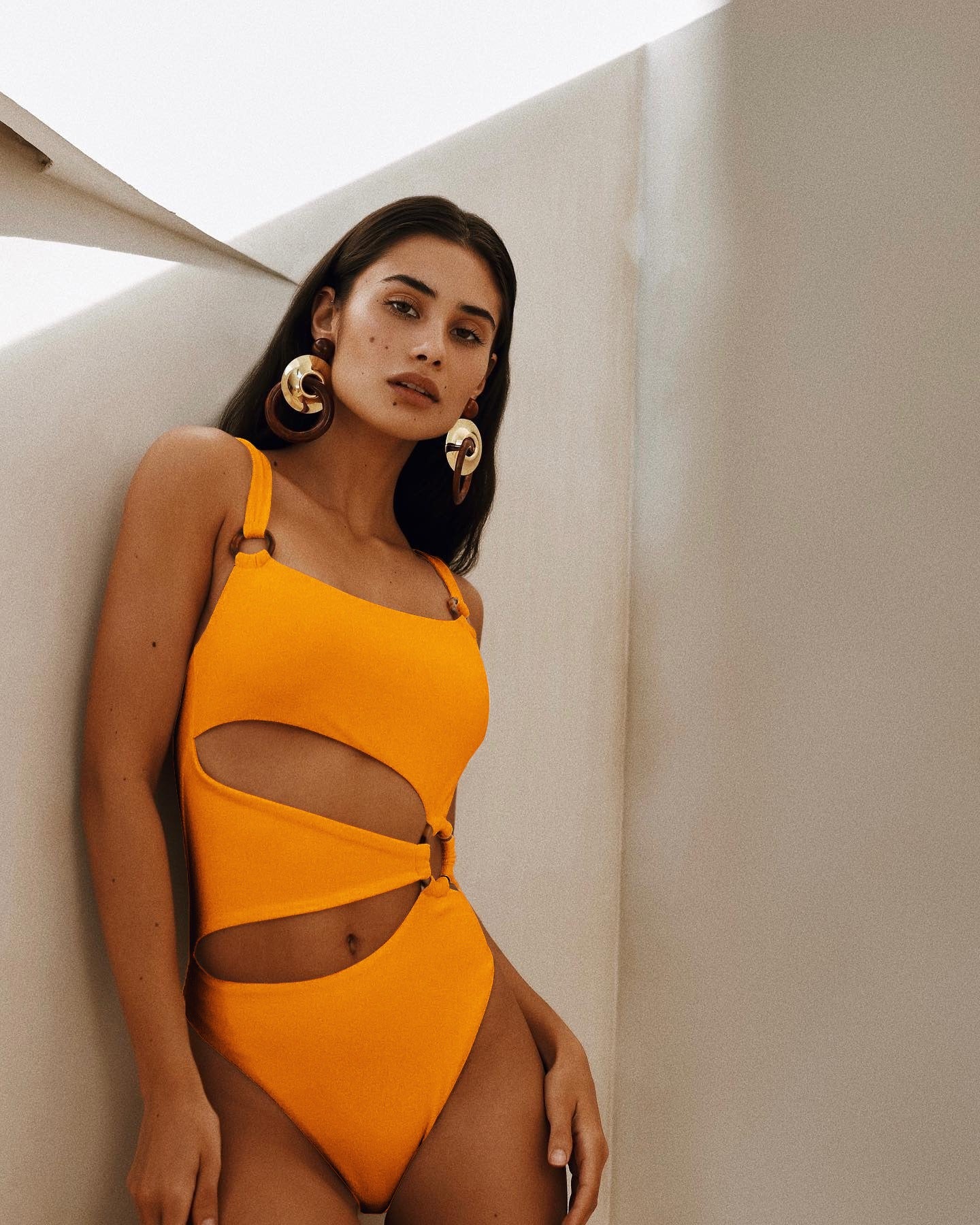 Solid Color One-Piece Fitted swimsuit
