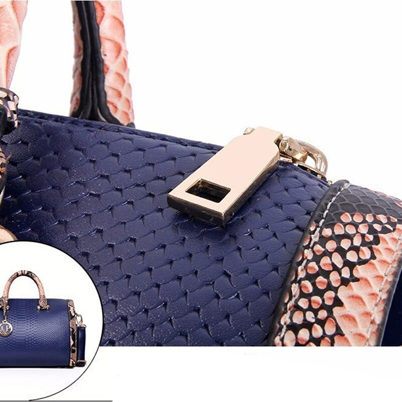 Women’s luxury faux‑leather snakeskin crossbody handbag with top handle and shoulder strap.