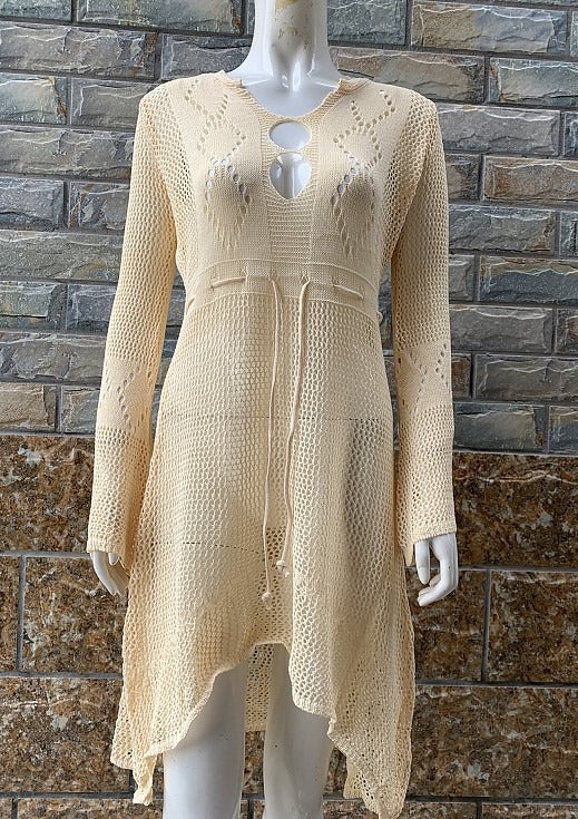 Hollow cutout flared beach cover shirt