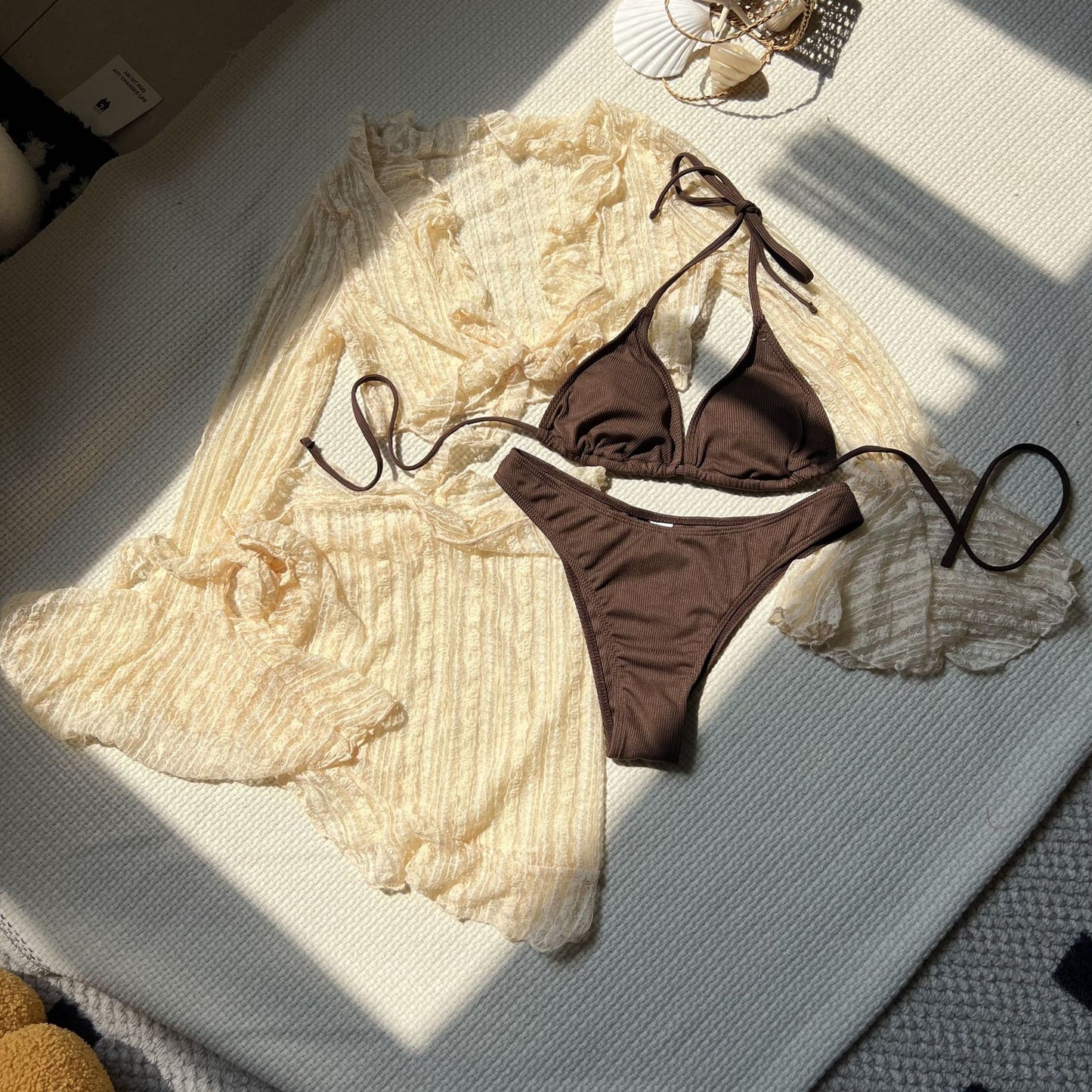 Ruffle 4-piece Bikini and Coverup