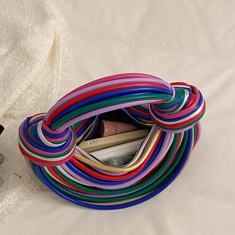 Women's Rainbow Noodles Shaped Luxury Handbag