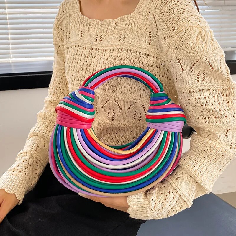 Women's Rainbow Noodles Shaped Luxury Handbag