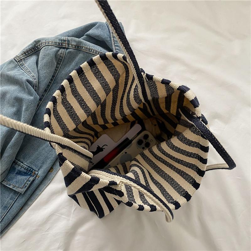 Women's Bohemian Minimalist Stripe Canvas Tote Bag