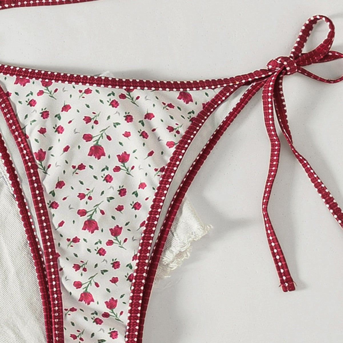 Floral Ice Cream Tie-Strap Two-Piece Swimsuit Bikini