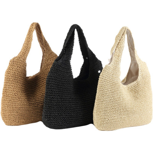 Women's Rattan Woven Shoulder Handbag