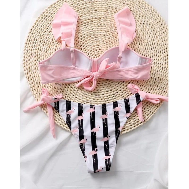 "She-So-Cute" Brazilian Ruffle Bikini Set